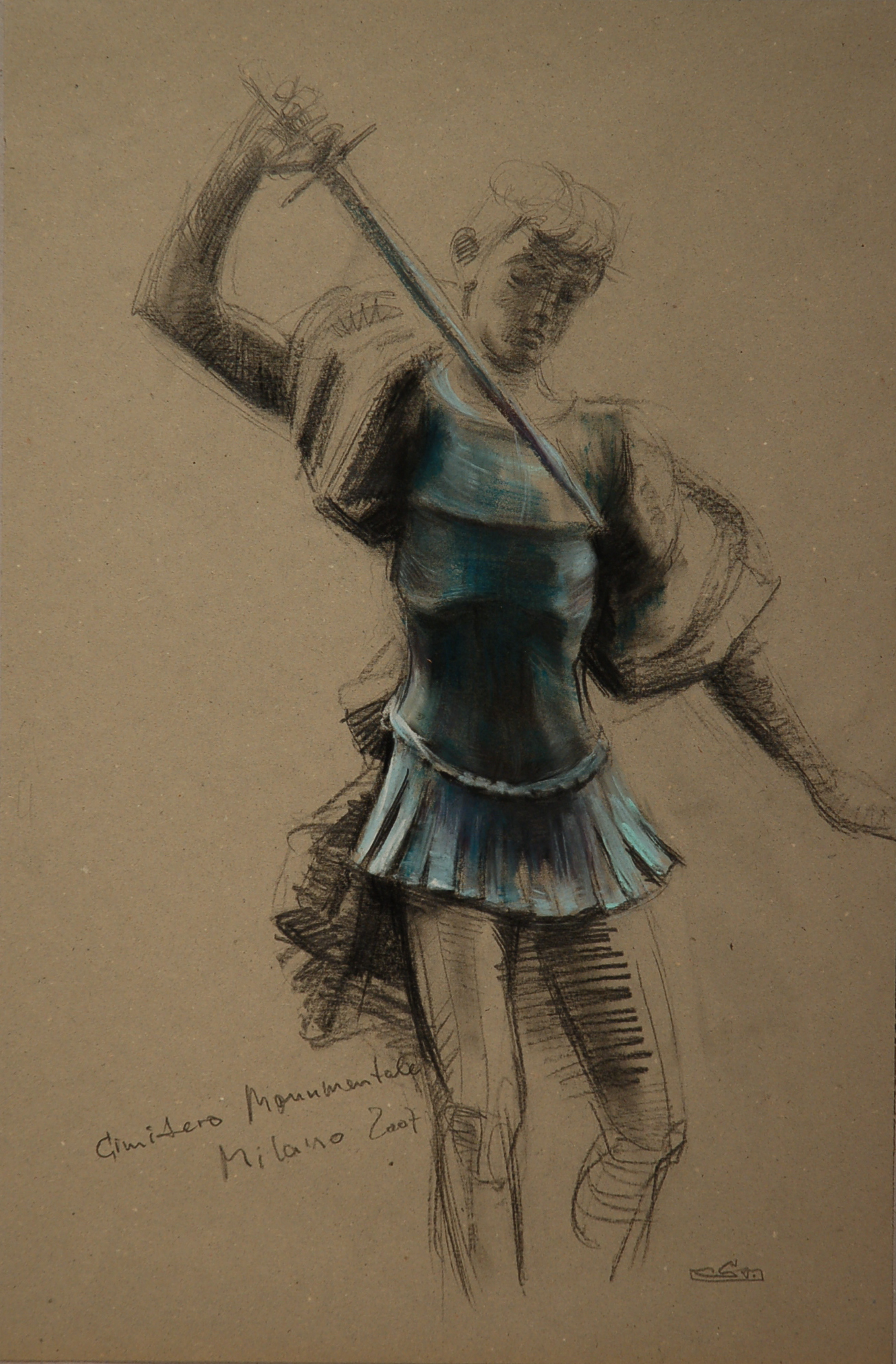 Figur eines Grabmals im Cimitero Monumentale, Mailand